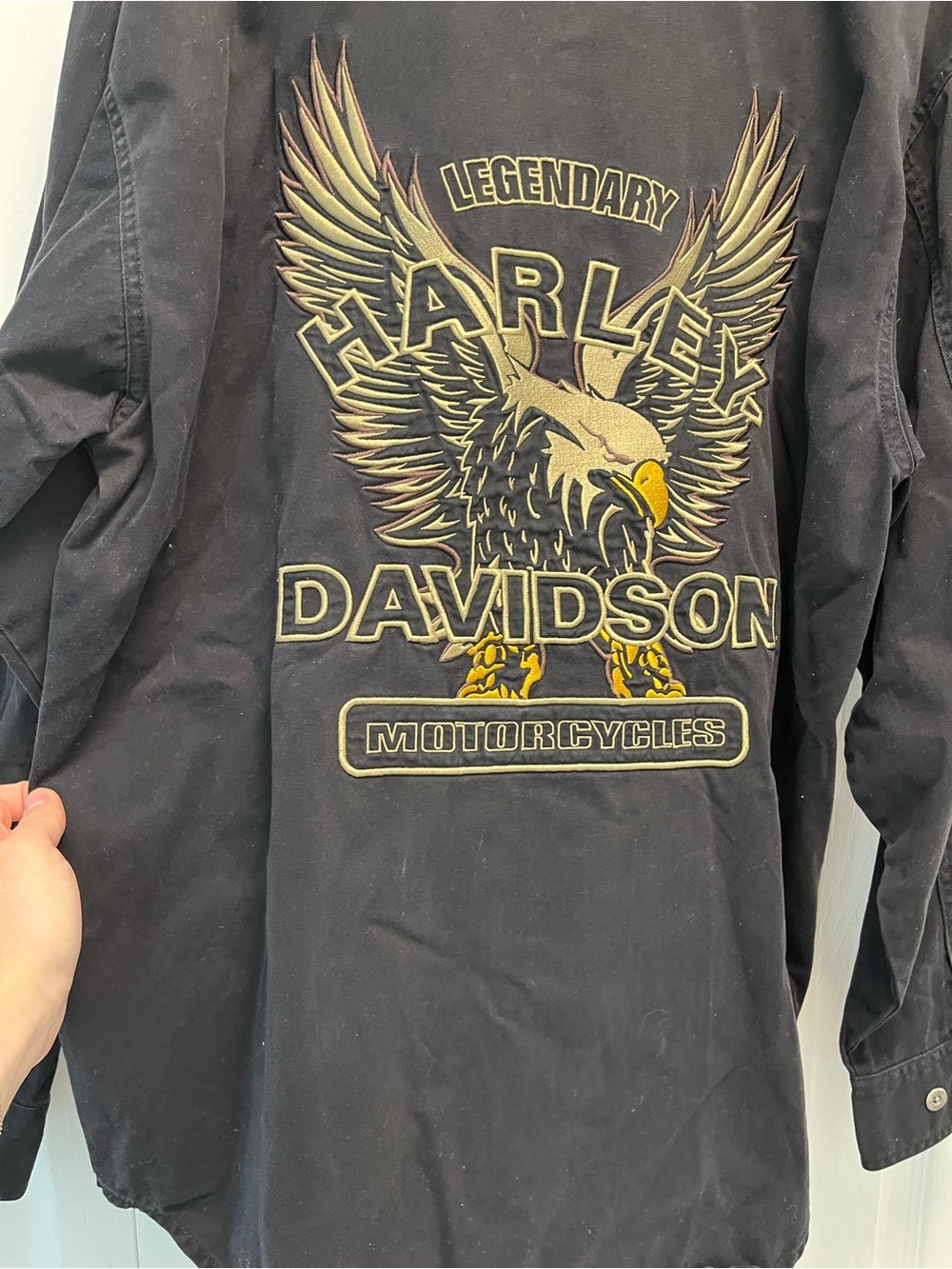 Harley-Davidson Black Long-Sleeve Button-Down Shirt with Chest Logo - Picture 9 of 12